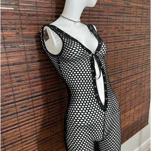 Seven’til Midnight Deep V Fishnet Body Stocking. Size Sm - Picture 2 of 15